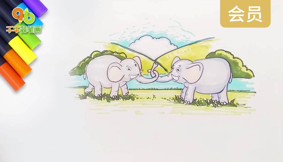 两只大象来拔河