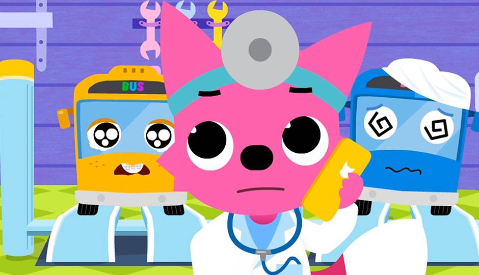 Five Little Buses Jumping On The Road