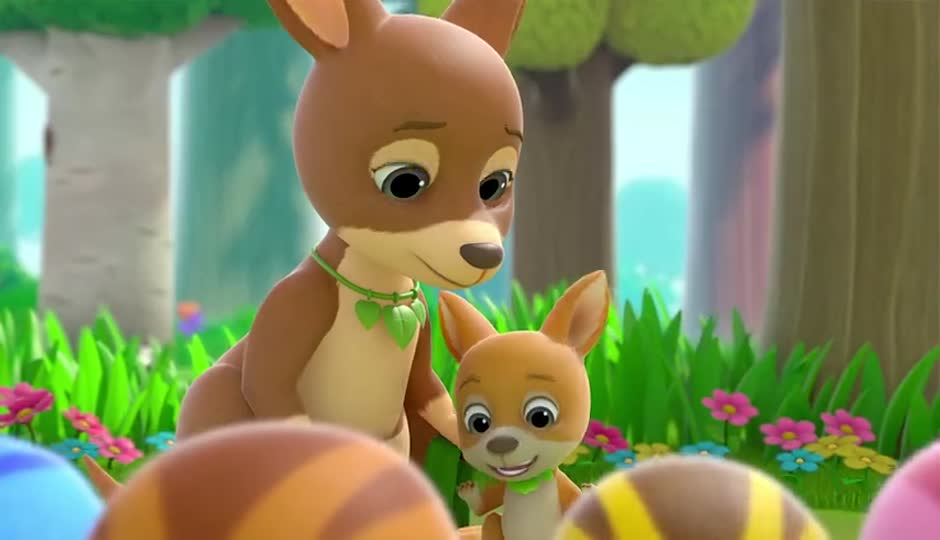 和小袋鼠玩游戏