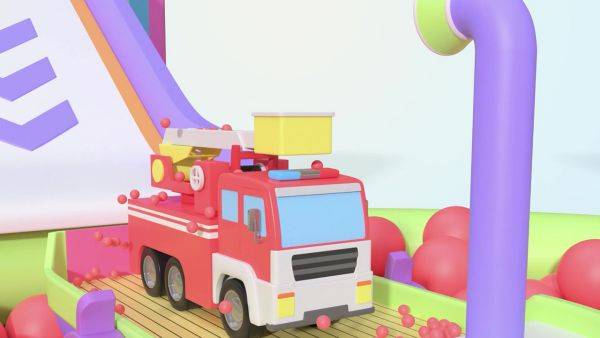 漂浮船上的职业车，认识颜色、职业车
