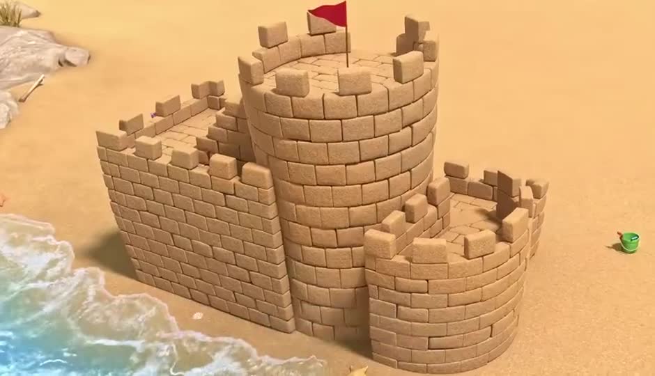 忙碌的沙滩建筑工