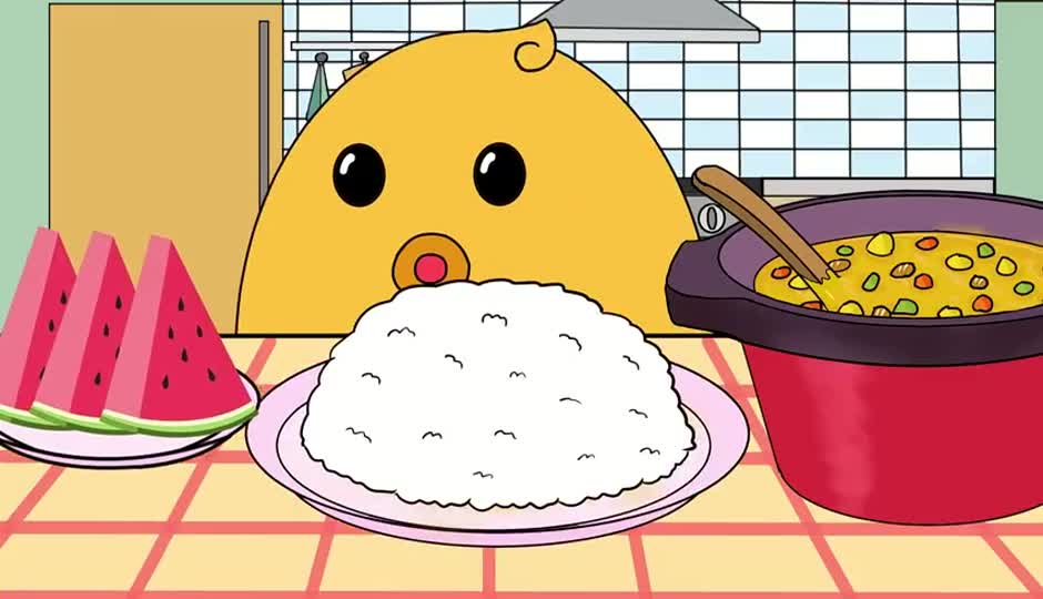 小蜜鸭吃美味咖喱饭