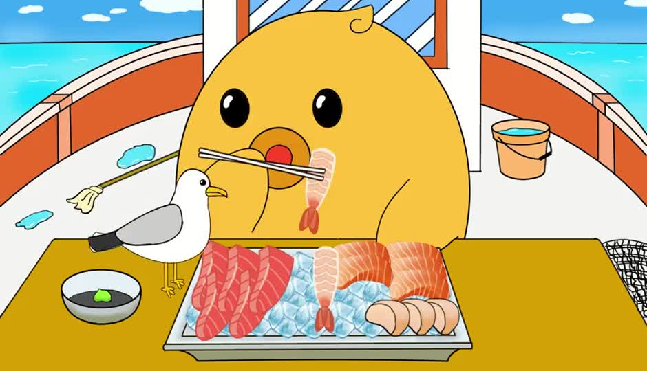 小蜜鸭出海捕鱼吃海鲜