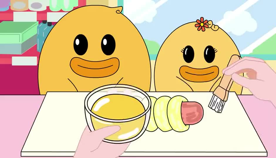 小蜜鸭带妹妹一起吃烤面包
