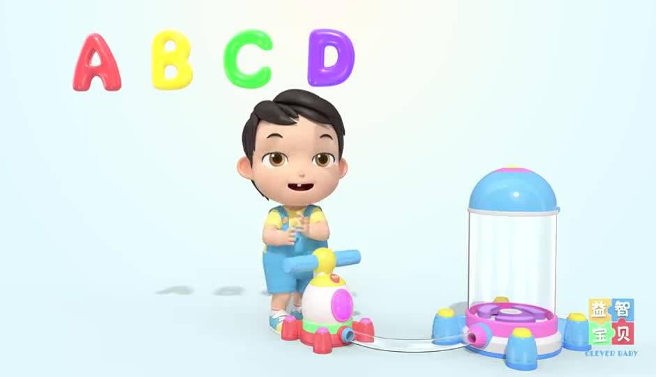 泡泡机喷出气泡字母，认识字母