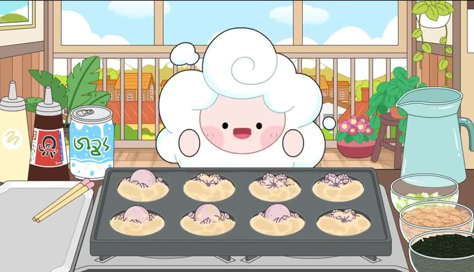 在家自己制作章鱼小丸子，料很足哦