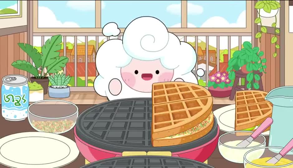 刚刚烤好的华夫饼吃起来好香啊