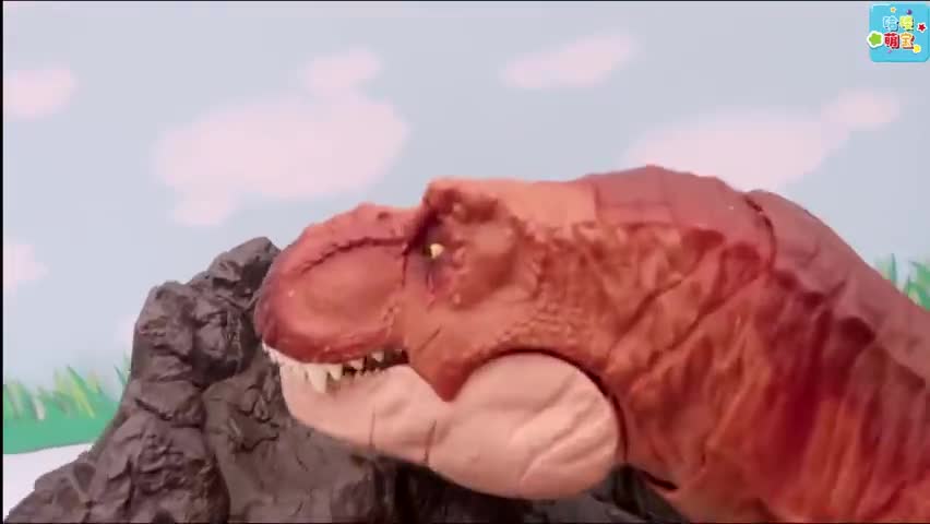 恐龙玩具爬活火山故事