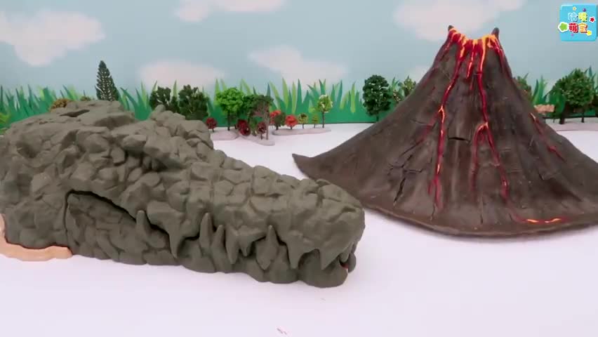 鳄鱼和火山公园恐龙玩具